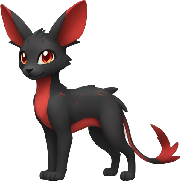 Cute cool black red animal hybrid Fakemon full body emoji
