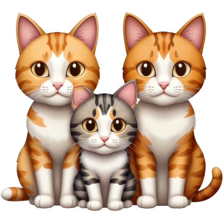 three cats consisting of 2 tabby cats and 1 calico cat  emoji
