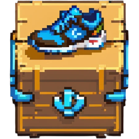 2d power up crate with a running shoe symbol for speed boost emoji