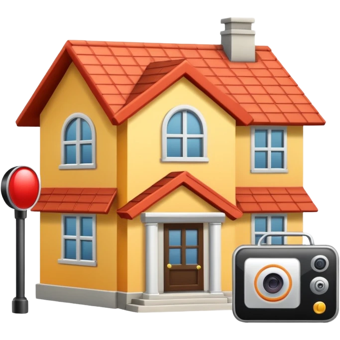 House that is beeing secured by a alarm system and camera emoji