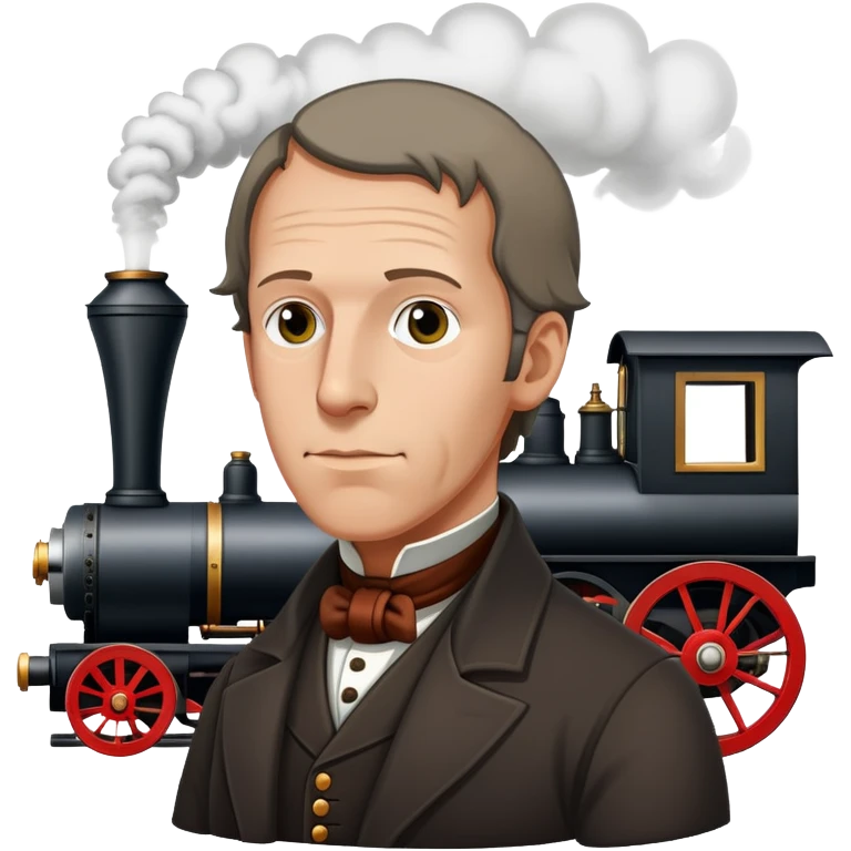Richard Trevithick with a steam engine emoji