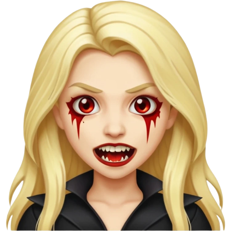 сделай смайлик девушку вампиршу блондинку с длинными волосами и клыками в стиле айфоновских эмодзи 👩🏼 emoji