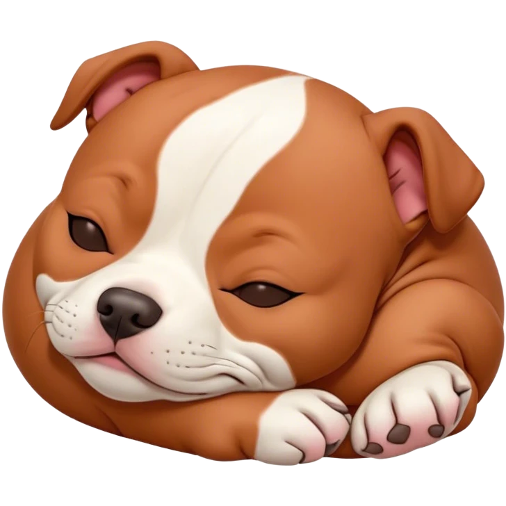 Meme-Worthy Cute Sleeping Red/Fawn Staffordshire Bull Terrier Portrait Emoji, Head resting peacefully with a contented smile, showcasing a delightfully compact build and a luxuriously soft red/fawn Fur with subtle white highlights, eyes shut in a serene nap, Simplified yet hilariously adorable features, highly detailed, glowing with a soft, drowsy light, high shine, relaxed and utterly lovable, stylized with an air of playful laziness, bright and heartwarming, soft glowing outline, capturing the essence of a comically sleepy guardian, so meme-worthy it feels like it could instantly become the next viral sensation of adorable slumber! emoji