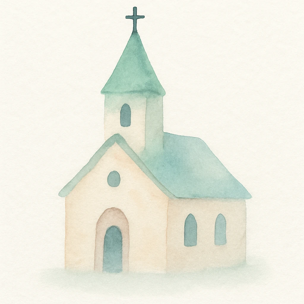 church icon, watercolor art style emoji
