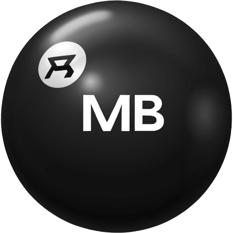 Black pull Ball with MB written on it emoji