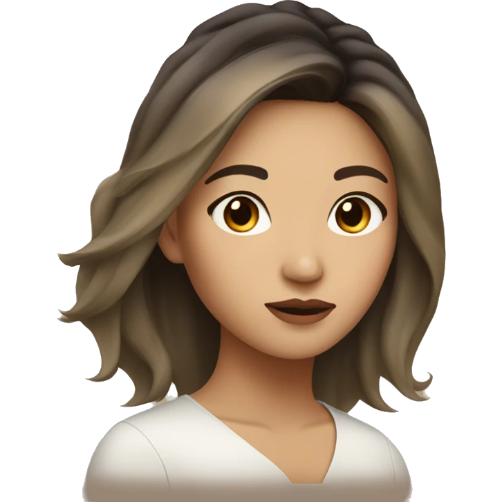 asian woman with balayage hair with hazel eyes emoji