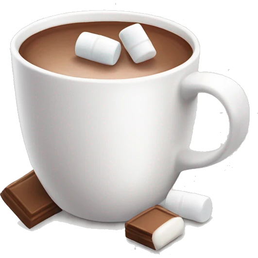 White Mug of hot chocolate with marshmallows emoji