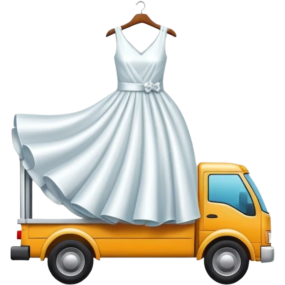 delivery truck carrying a dress, fashion logistics theme emoji