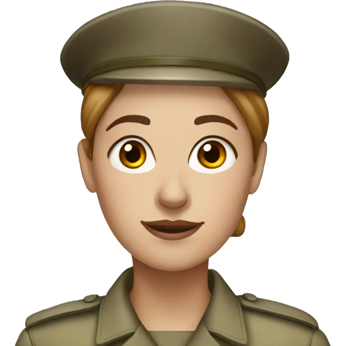 White Freckled military woman with lightbrown hair in bun emoji