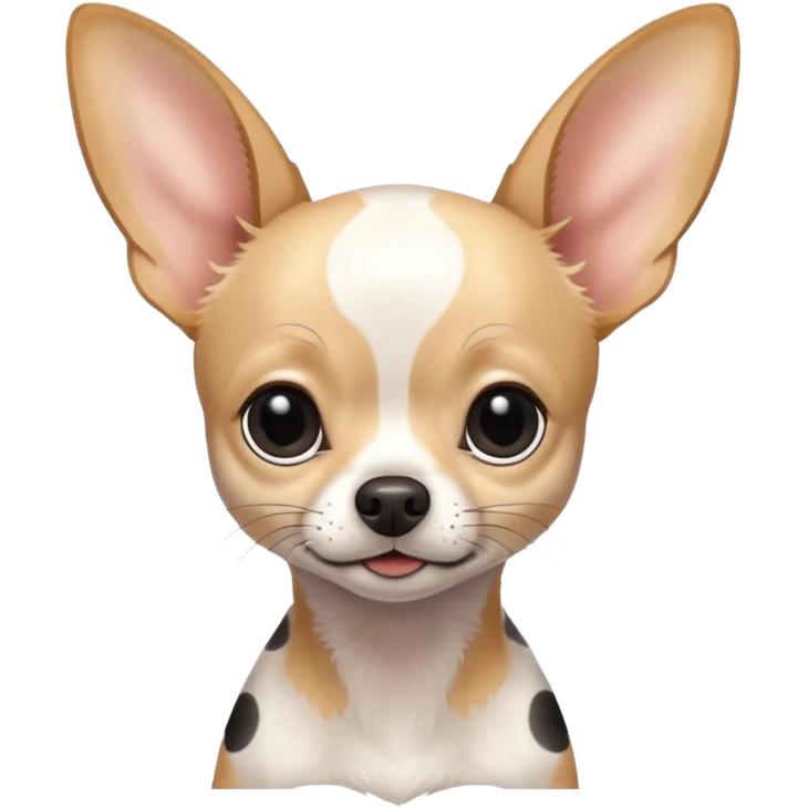 Chihuahua blanco con machas negras. Super delagado y con grandes orejas  emoji