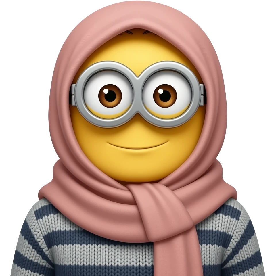 Minion hijab couvert de la tête au pied , met lui un pull emoji