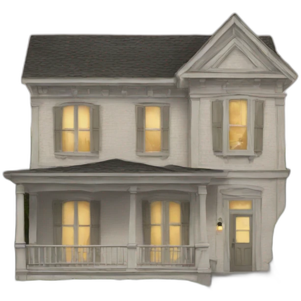 house facade, behind forrest emoji
