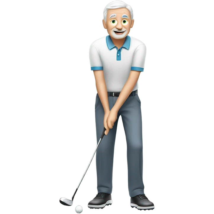 Elderly white male playing golf emoji