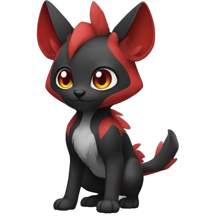 Cute cool black red animal hybrid Fakemon full body emoji