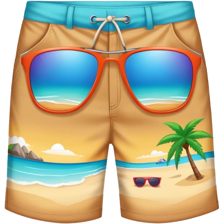 colorful bermuda shorts and sunglasses for beach emoji
