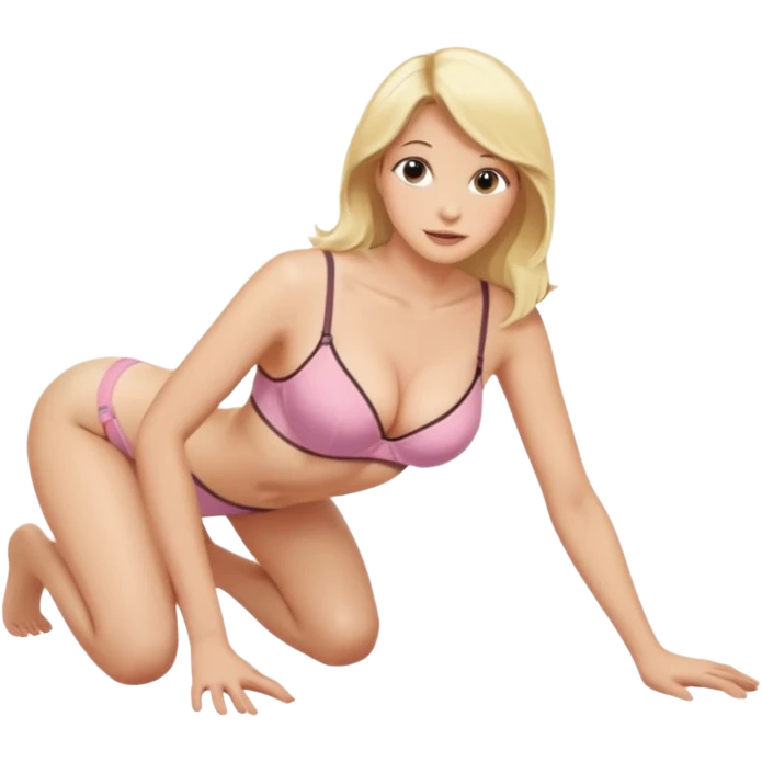 Blonde woman crawling in bra emoji