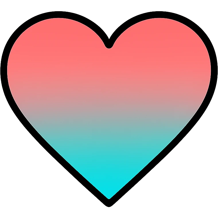 gradient heart icon with clean lines, modern icon style, coral and turquoise gradient, no text emoji