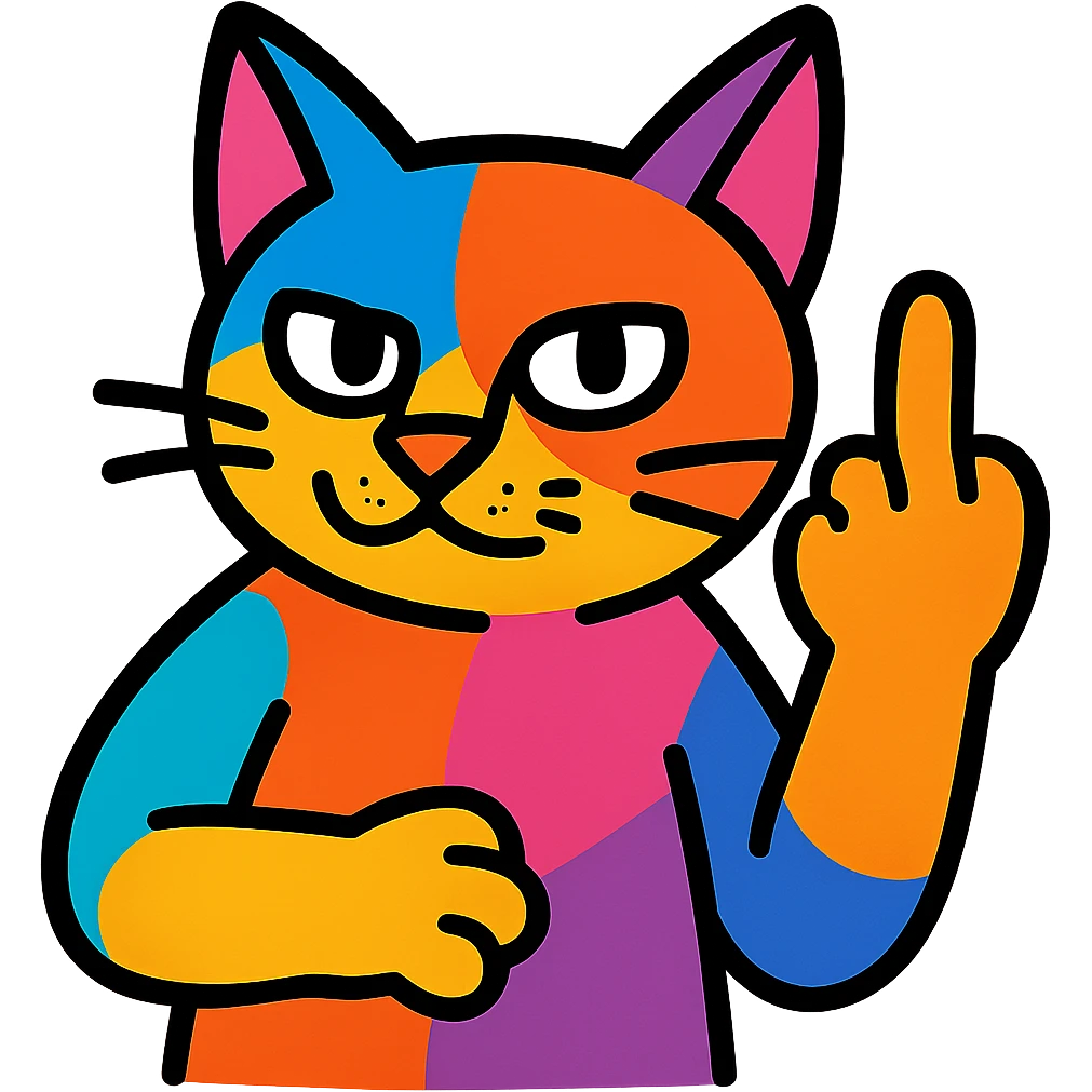 cat making middle finger gesture, colorful and fun style, no background emoji