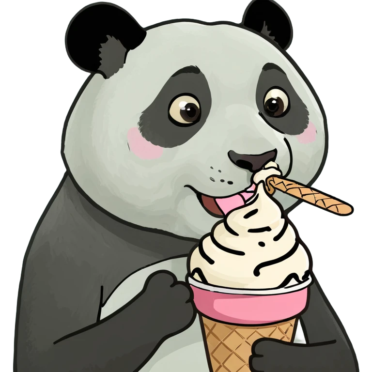 Panda eating ice cream emoji