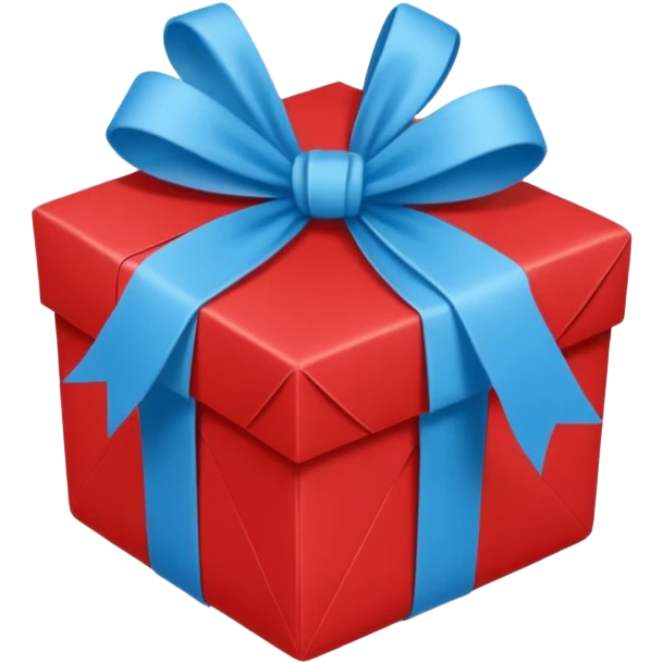 Cadeau rouge et bleu et avec écris dessus : cadeau à la clé  emoji