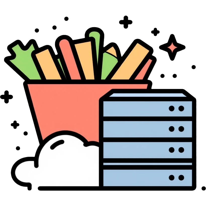 snack food peeking out from behind database server emoji