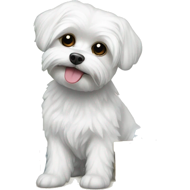 Maltese dog next to the Christmas tree emoji
