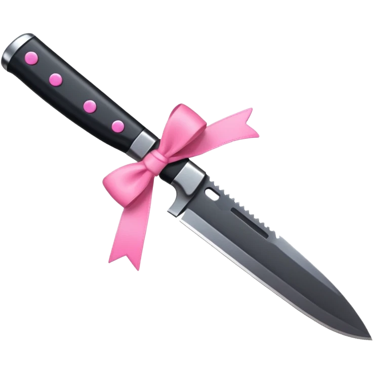 black knife with little pink bows around it emoji
