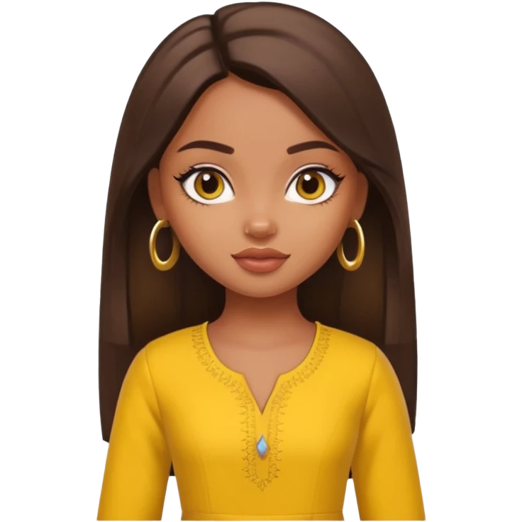 a pretty bratz dusky girl with yellow kurti on emoji
