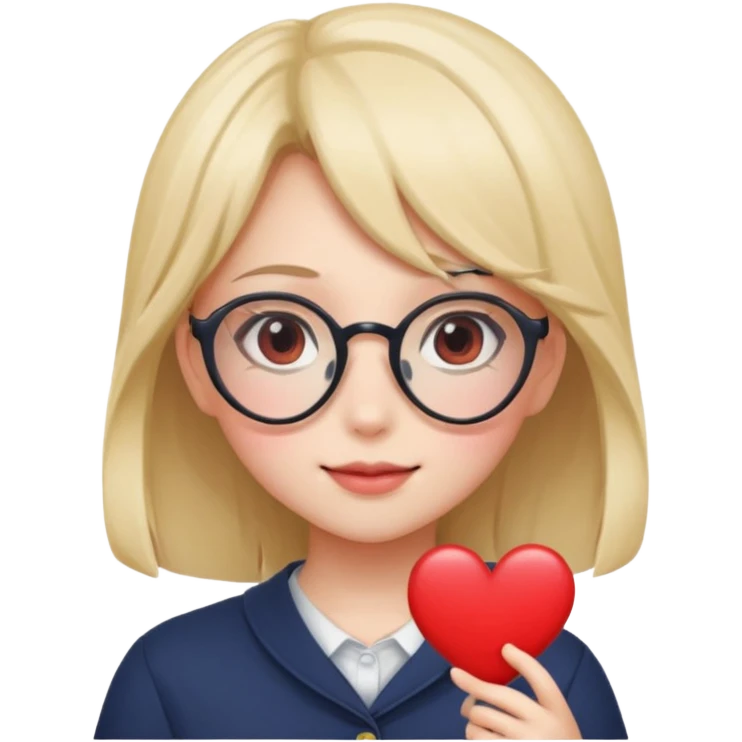 Girl with anime glasses showing heart emoji