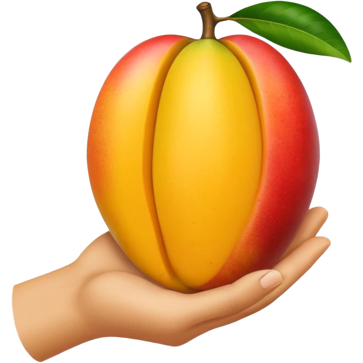 white hand hanging a mango like a cup emoji