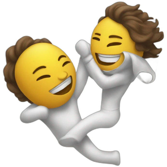 two people pillow fighting playfully and laughing emoji