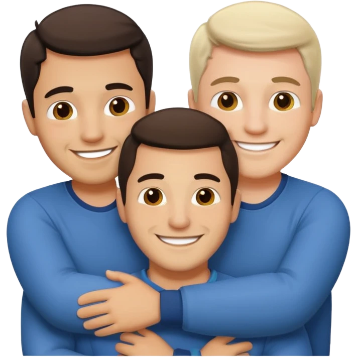 1 Hispanic and 2 white gay guys as a throuple emoji