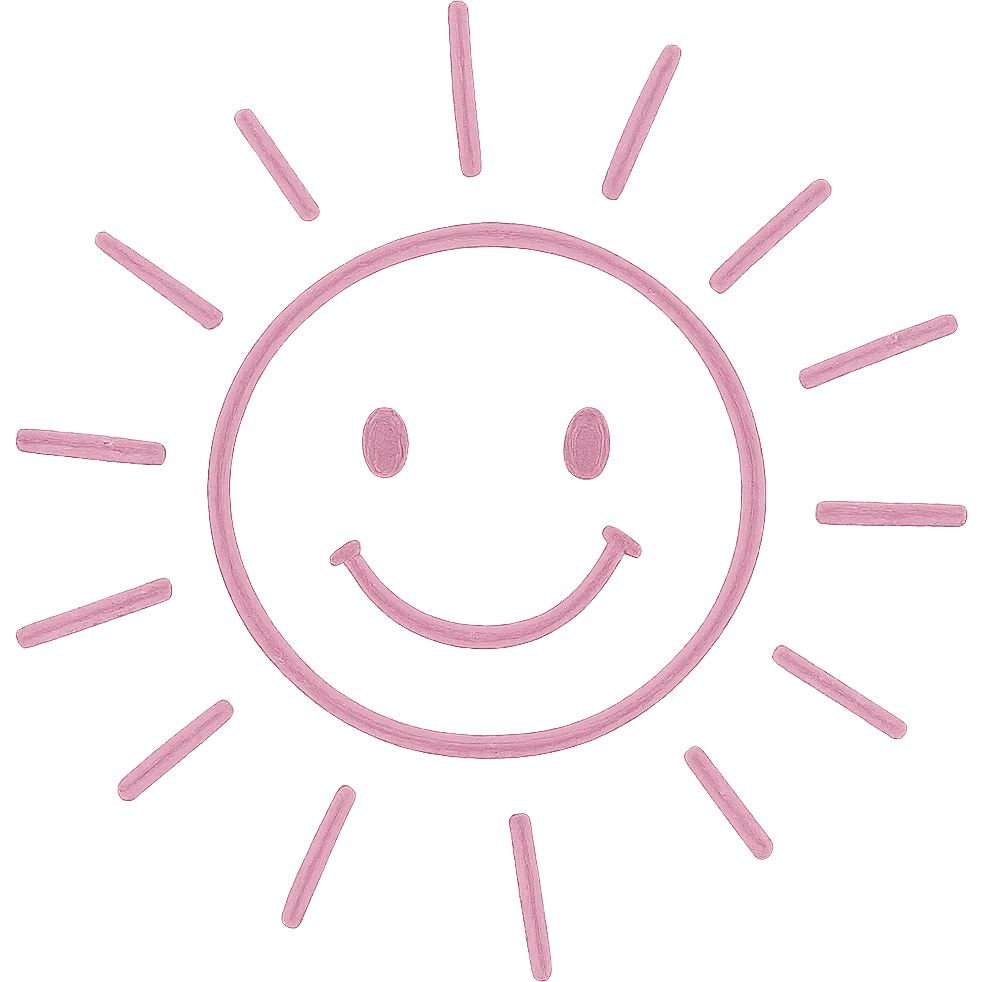 Convert the image to a hand drawn style with pink lines, no background. emoji