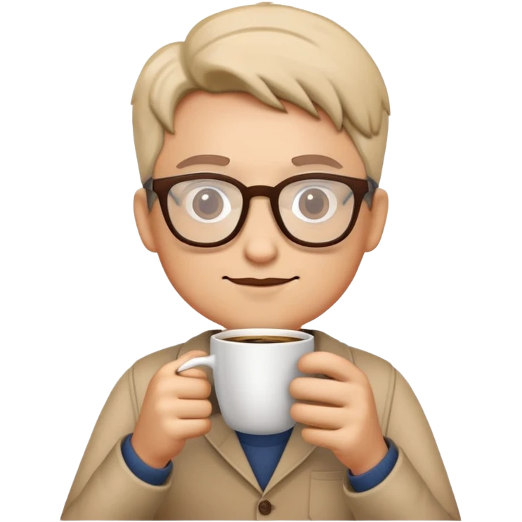 Coffee beige cup and glasses emoji