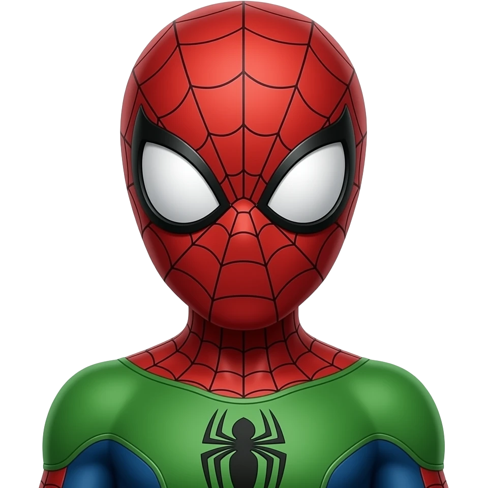 spiderman super hero but in replace red color with green emoji
