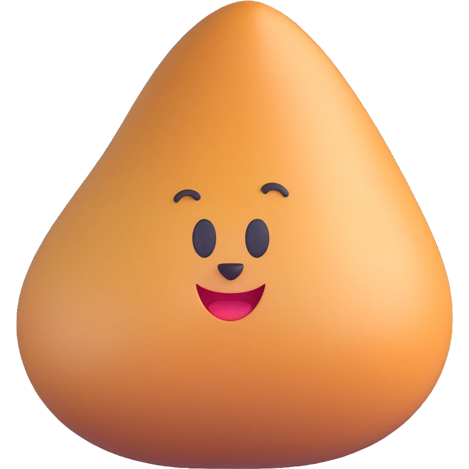 stylized, cartoonish, shiny coxinha, 3d style, isolated on transparent background emoji