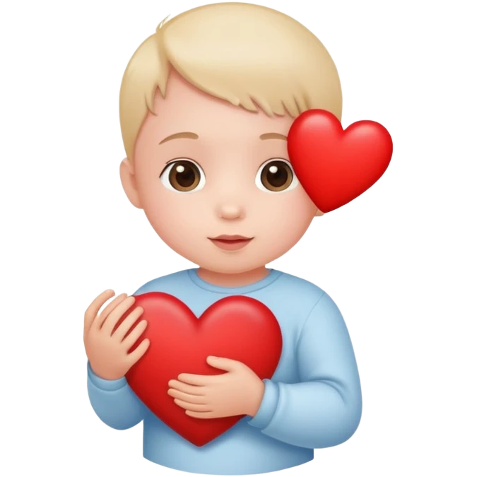 Baby holding heart emoji