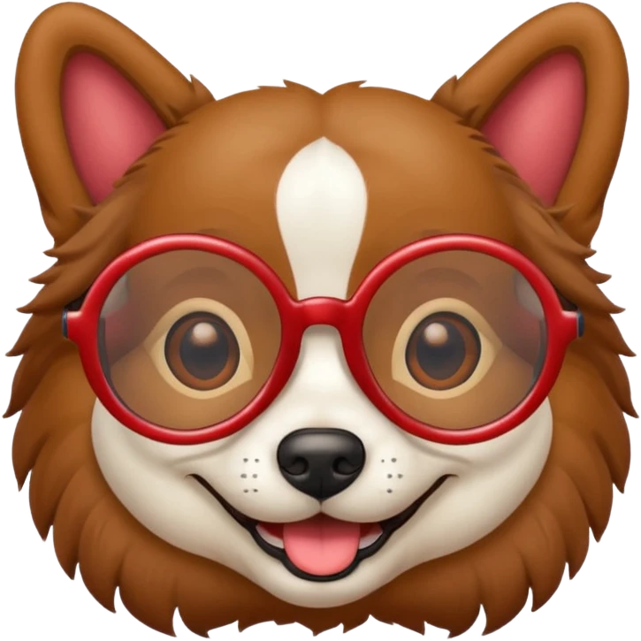 dog wearing red oval glasses emoji