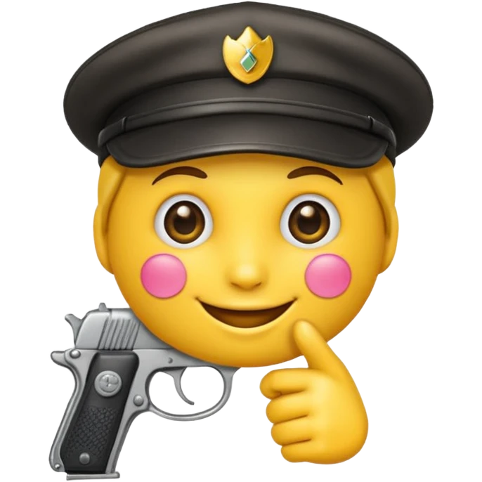 Un emoji con una gorra y una pistola en la mano emoji