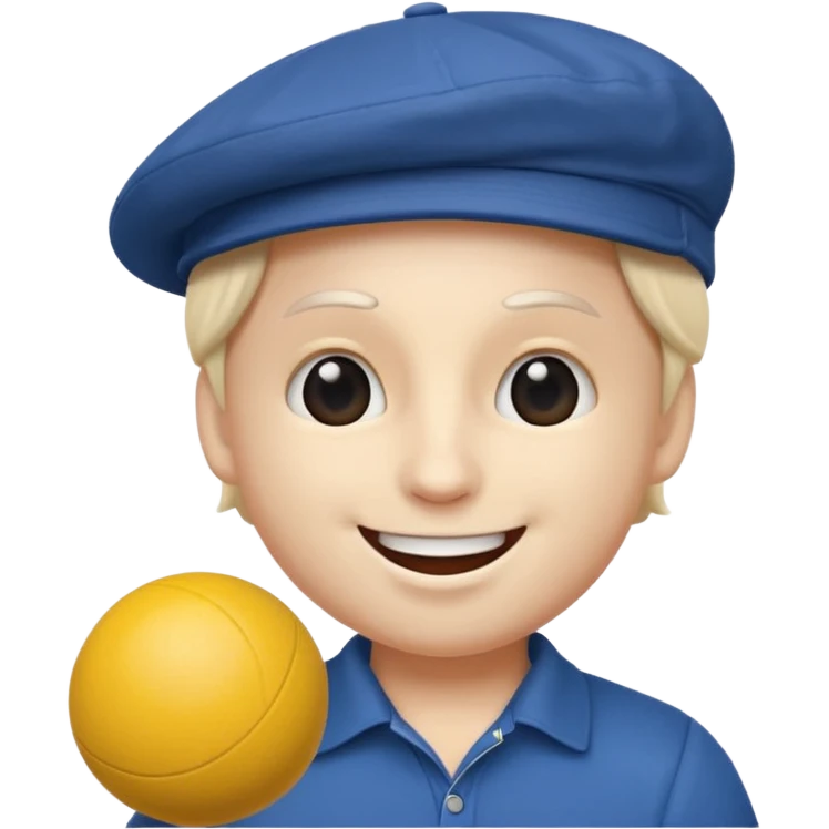 emoji joyeux avec une casquette qui joue avec une boule de pétanque emoji