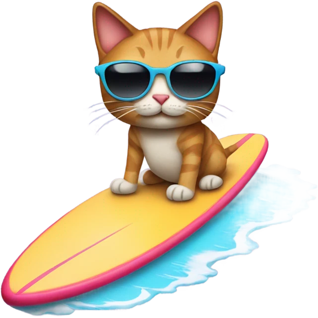 Cat surf boarding with glasses emoji