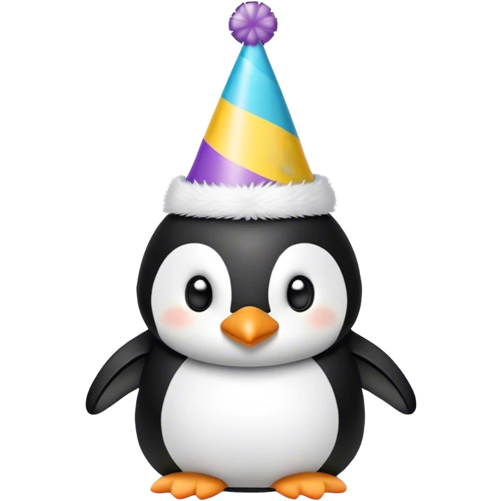 penguin stuffed animal with party hat emoji