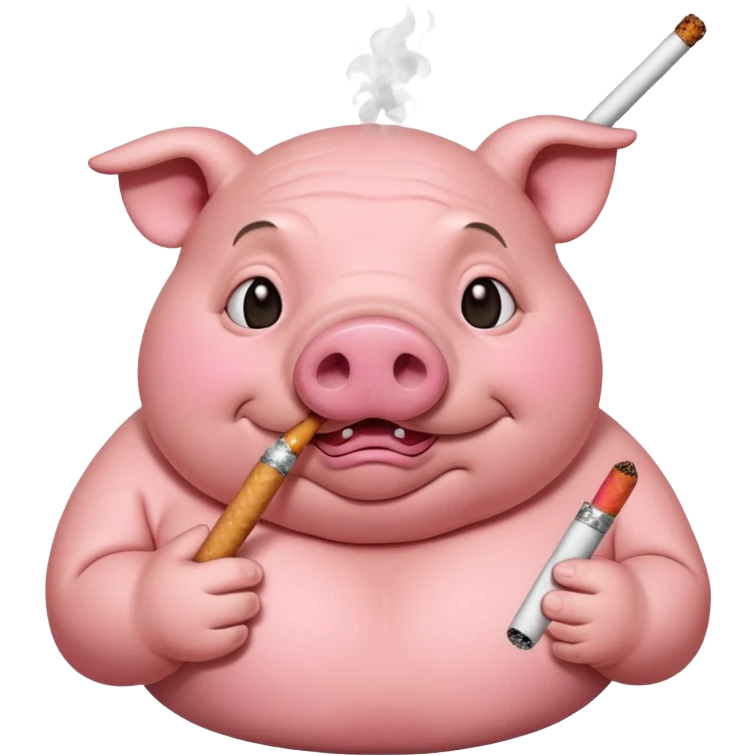 Fat pig with cigarette  emoji