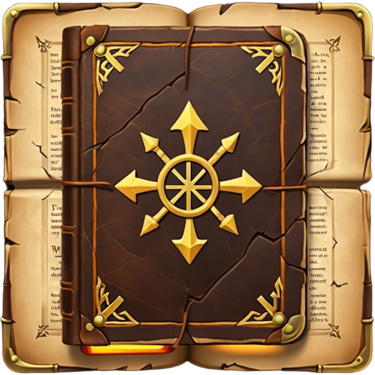 Spell Book – Old leather book with glowing runes and bookmarks emoji