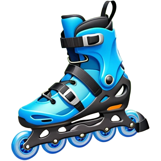 An icon featuring a pair of colorful inline rollerblades resting on a park path. The background showcases winding park pathways, lush green trees, and vibrant flowers along the way. The scene radiates a sense of freedom and outdoor activity under a clear blue sky. Transparent background emoji