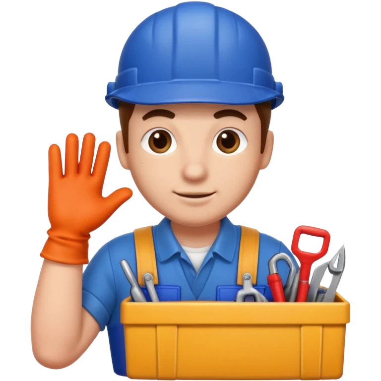 Plumber + toolbox + gloves, Repair Crew. emoji