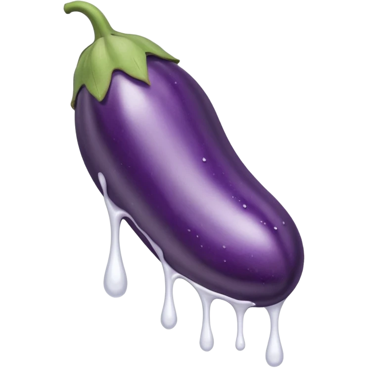 Egg plant between feet and dripping white liquid emoji