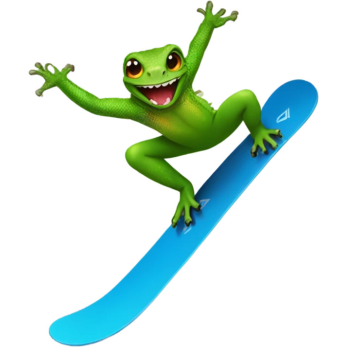 Lizard doing a backflip on a snowboard emoji