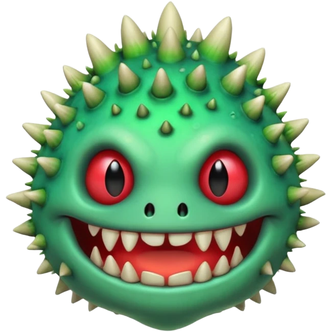 poisonous mushroom monster portrait, head and shoulders only, toxic green glow, scary grin, spiky mushroom head, 3D cartoon, mobile game icon style, clean background, no text, no watermark

 emoji