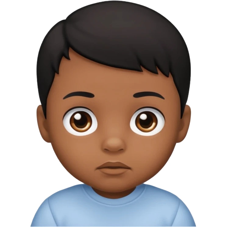 Baby boy with black hair and brown skin and black eyes emoji